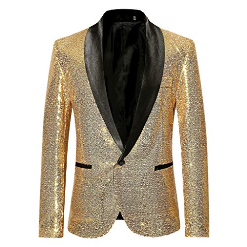 Pailletten Jacke Herren Glitzer Sakkos - Blazer Hochzeit Suit Slim Fit Hochzeitsanzug Elegant Smoking Sommer Sommeranzug Sakko Party von Soupliebe