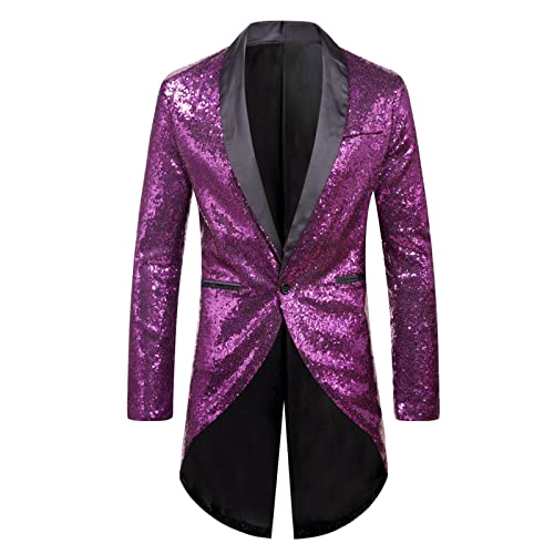 Pailletten Jacke Herren Regular Fit Anzüge - Set Männer Kostüm Elegant Outfit Übergröße Smoking Hochzeit Hochzeitsanzug Sakko Glitzer Glänzende Knopf Slim Blazer von Soupliebe