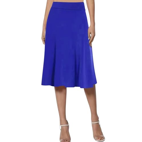 Plissee Rock Damen Midi, Unterrock Damen Lang Midi Satin Rock - Seidenrock A Linie Elastische Hohe Taille Sommerrock Rüsche Lange Maxirock Einfarbige Meerjungfrau Formale Partyrock von Soupliebe