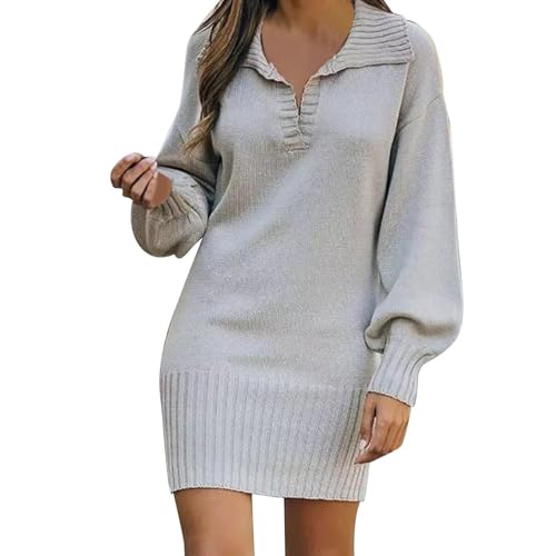 Pullover Kleid Damen, Strickkleid Damen Winter Lang, Strickkleid Damen Lang Wollkleid Freizeitkleid Women Herbst Outfit Komfortabel Sweatkleid Winter Langarm Kleid Fleecepullover Knielang Dresses von Soupliebe