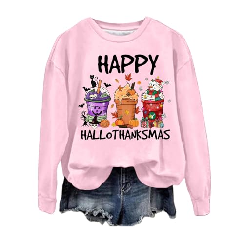 Pullover Teenager Mädchen, Halloween Sweater Damen Baumwolle Pullover - Kostüm Blutiges Hoodie Locker Pulli Longsleeve Sweatshirt Große Größen Shirt Lustige Bluse Tops von Soupliebe