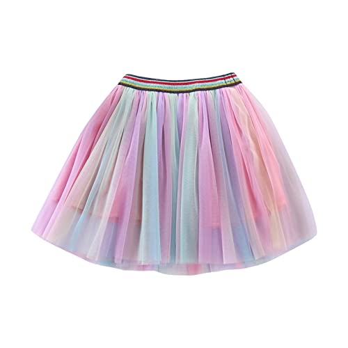 Regenbogen Kleid, Regenbogen Rock Kinder Mädchen Bunter Tüllrock Bunt - Tütü Pink Prinzessin Ballettrock Pettiskirt Minirock Tüll Röcke Bunte Lagen Tutu Ballett Tanz Party von Soupliebe