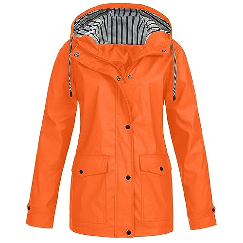 Regenjacke Damen Lang Regenmantel - Regenparka Atmungsaktiv Regenjacken Leicht Regenponcho Wasserdicht Sommer Rain Jacket Atmungsaktive Travel Lange Windbreaker Jacke Für Frauen von Soupliebe