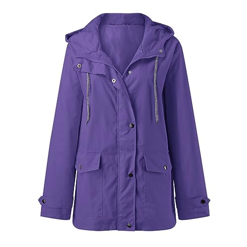 Regenjacke Damen Wasserdicht Regenmantel - Softshelljacke Raincoat Women Rain Jacket Dünne Regenponcho Sommer Sommerjacke Outdoor Jacken Leichte Windjacke Radjacke von Soupliebe