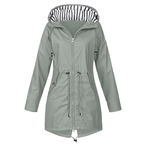 Regenmantel Damen Lang Regenjacke - Regenparka Regenponcho Dünne Kapuzenjacke Women Rain Jacket Grosse Groessen Windjacke Leicht Atmungsaktive Travel Lange Windbreaker Jacke Für Frauen von Soupliebe