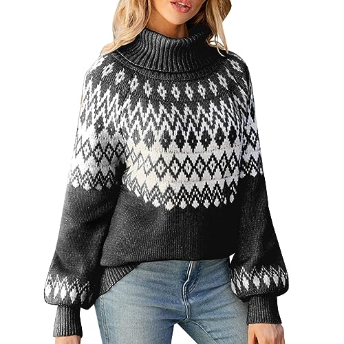 Retourenkauf Angebote, Stehkragen Pullover Damen, Rollkragenpullover Damen Langarm Strickpullover - Winter Wollpulli Lang Winterpullis Grobstrickpullover Casual Lose Pulli Oberteile von Soupliebe