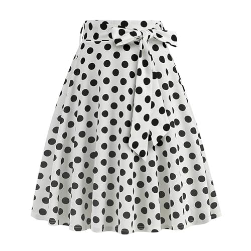 Rockabilly Kostüm Damen Lila Rock Rapunzel,Damen Basic Rockabilly Elegant Vintage Dehnbaren Blume Polka Dot Retro A Linie Röcke 50Er Jahre Hohe Taille Knielang Swing Midirock von Soupliebe