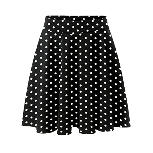 Roter Rock Rockabilly Rock Damen Mit Petticoat,Damen Basic Rockabilly Elegant Vintage Dehnbaren Blume Polka Dot Retro A Linie Röcke 50Er Jahre Hohe Taille Knielang Swing Midirock von Soupliebe