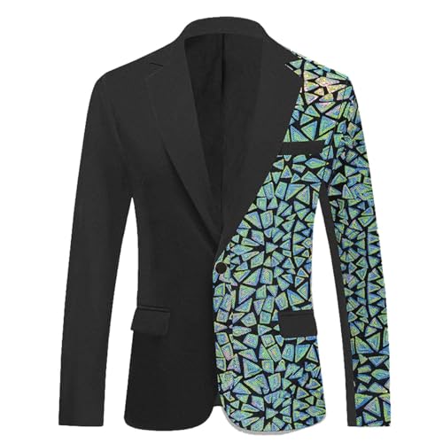 Sakkos Herren Festival Glitzer Jacke - Smoking Sommer Sommeranzug Slim Fit Herrenanzug Elegant Suit Hochzeit Tuxedo Anzug Regular -Pailletten Blazer Langarm Sakko von Soupliebe