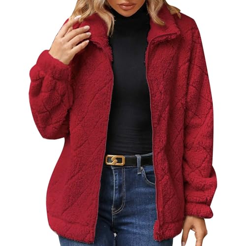 Sale Angebote, Teddyfell Jacke Damen, Teddy Jacke Damen Winter Fleecejacke Outdoor Fleecejacken Für Dicke Herbst Outfit Warm Fall Outfits Women Herbstjacke Frauen Plüschjacke von Soupliebe