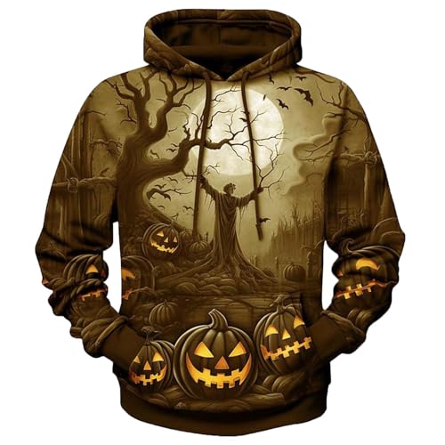 Sale Damen, Kürbis Kostüm Erwachsene, Halloween Hoodie Herren Mit Kapuze Kürbis Kostüm Sweater Lässige Pumpkin Langarm Pullover 3D Pulli Realistisch Fun Lustig Sweatshirt von Soupliebe