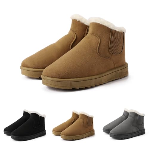 Schneeboots Damen, Boots Damen Gefüttert Warm Winterstiefel - Flache Plateau Schlupfstiefel Bequem rutschfeste Winterboots Cozy Schneestiefel Wasserdicht Schneeschuhe Outdoor Winterschuhe von Soupliebe