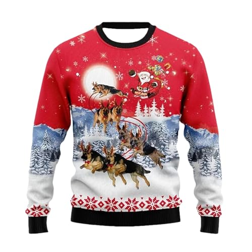 Soupliebe Weihnachtspullover Damen Lustig,Christmas Sweater Herren Damen Weihnachtspullover Pullover - Ugly Weihnachten Hässliche Lustig Baumwolle Norweger Strickpullover Für Weihnachten-Party von Soupliebe