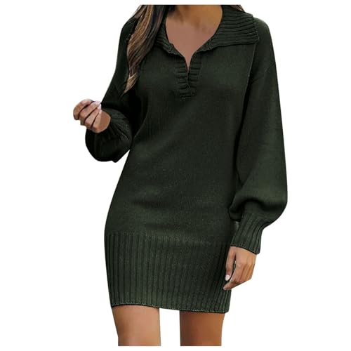 Strickkleid Damen Winter, Kleid Langarm Damen Herbst, Strickkleid Damen Lang Wollkleid Freizeitkleid Women Herbst Outfit Komfortabel Sweatkleid Winter Langarm Kleid Fleecepullover Knielang Dresses von Soupliebe