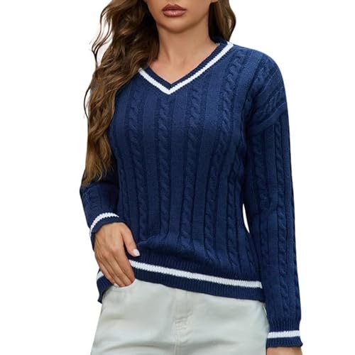 Strickpullover Damen Oversize, Sweater Damen Ohne Kapuze Pullover - Oberteile Winterpullover Winter Langarm Strickpulli Longsleeve Pullunder Elegant Rundhals Casual Langarmshirt von Soupliebe