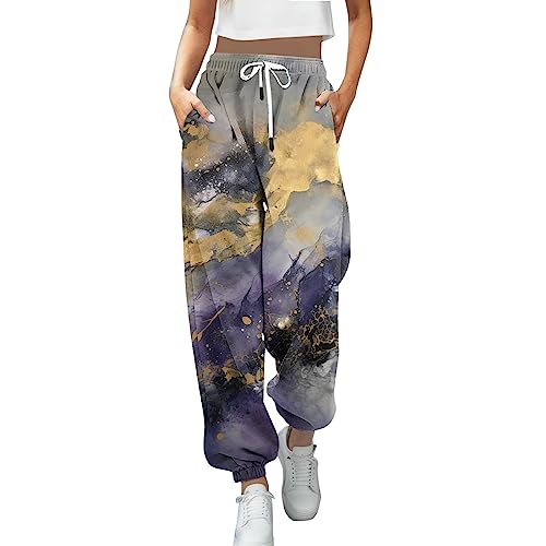 Sweathose Damen, Jogginghose Damen Lang Freizeithose - Lounge Pants Weite Sommerhose Freizeit Yogahose Lässiges Hose Regular Hausehose Breites Bein Sporthose Mit Taschen von Soupliebe