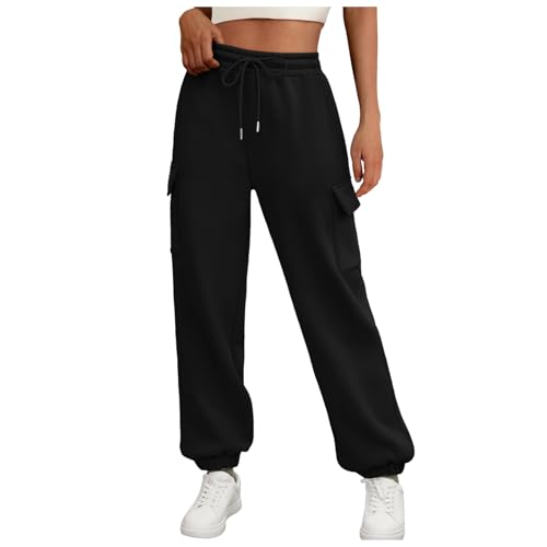 Sweathose Damen, Jogginghose Damen Lang Joggpants - Hosen Lockere Sporthose Loose Sommerhose Regular Hose Sommer Schlupfhose Trainingshose Oversize Zweifarbig Casual Mode von Soupliebe