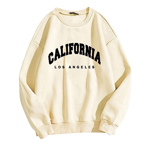 Sweatshirt Damen Ohne Kapuze Langarmshirt - Pullover Mädchen Streetwear Sommer Pulli Frauen Sport Damenpullover Druck Locker Casual Oberteil Sweatshirts Bluse Tops von Soupliebe