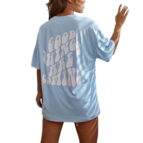T-Shirt Damen Kurzarm Sport Sommer Oberteile Oversize Tshirt mit Buchstaben Muster Sweatshirt Lose Rundhals Rückendruck Bluse Teenager Mädchen Tunika Lang Top Sportshirt 0 T-Shirt Damen Kurzarm Sport Sommer Oberteile Oversize Tshirt mit Buchstaben Muster Sweatshirt Lose Rundhals Rückendruck Bluse Teenager Mädchen Tunika Lang Top Sportshirt 0 von Soupliebe