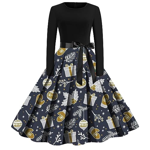 Tagesangebote Heute, Kleider Weihnachten Damen Kleid Weihnachtskleider - Weihnachtskleidung Weihnachtskleid Rockabilly Langarm Weihnachtsoutfit Abendkleid Festival-Kleid von Soupliebe