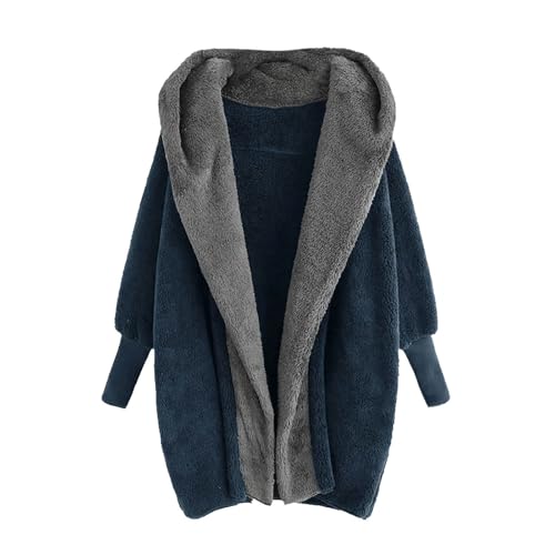 Tagesangebote Heute, Teddyjacke Damen Mit Kapuze Winter Fleecejacke - Lang Zip Teddy Mantel Weich Grosse Grössen Übergangsjacke Warm Winterjacke Dicke Plüschjacke Freizeit Teddyfleece Jacke von Soupliebe