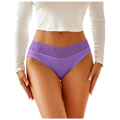 Tangas Damen Spitze Unterhosen - Höschen Mehrpack Strings Weiche Unterwäsche Atmungsaktiv Pantys Frauen Slip Baumwolle String Tanga V-Waist von Soupliebe