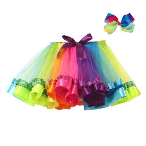 Tanzrock Mädchen, Tüllrock Bunt Kinder Mädchen Karneval Regenbogen Rock - Tütü Pink Prinzessin Ballettrock Pettiskirt Minirock Tüll Röcke Bunte Lagen Tutu Ballett Tanz Party von Soupliebe