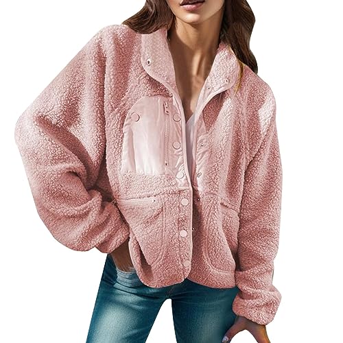 Teddy Fleecejacke Damen, Jacke Teddyfleece Damen, Fleecejacke Damen Flauschig Warm Teddy Jacke - Kuscheljacke Grosse Grössen Outdoor Fleecejacken Für Mantel Oversize Dicke von Soupliebe