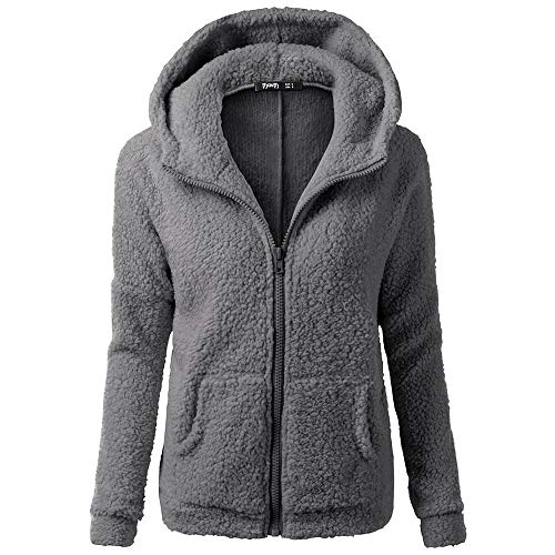 Teddy Jacke Damen, Fleecejacke Damen Große Größen, Teddy Fleece Jacke Damen Mit Kapuze Fleecejacke Outdoor Fleecejacken Für Frauen Mantel Flauschig Kuscheljacke Oversize Plüschmantel Dicke Dame von Soupliebe