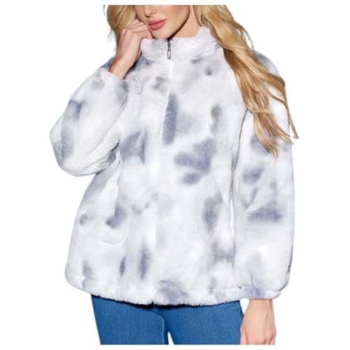 Teddy Jacke Damen, Jacke Teddyfleece Damen, Teddy Fleece Jacke Damen Lang Warm - Mantel Frauen Herbstjacke Winter Dame Flauschig Kuscheljacke Grosse Grössen von Soupliebe