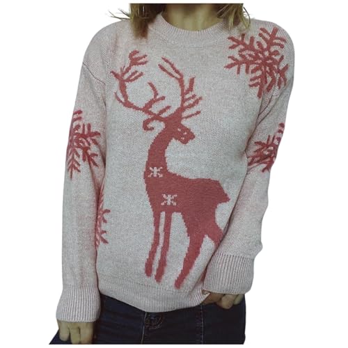 Ugly Christmas Sweater Damen, Weihnachtspullover Damen Lustig Christmas Sweater - Baumwolle Norweger Pullover Weihnachten Weihnachtsoutfit Ugly Langarm Für Weihnachten-Party von Soupliebe