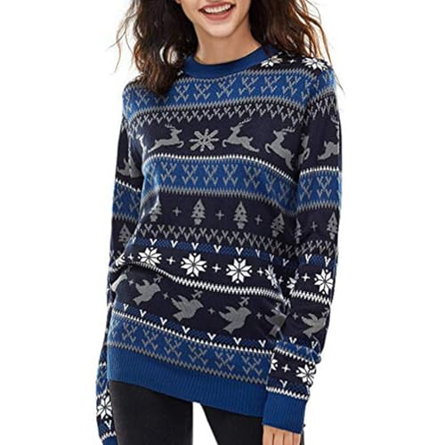 Ugly Christmas Sweater Damen, Weihnachtspullover Damen Lustig Christmas Sweater - Weihnachtspulli Pullover Winter Ugly Weihnachten Norweger Druck Baumwolle Teenager Mädchen von Soupliebe