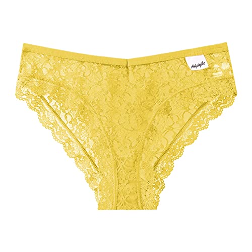 Unterhosen Damen Sexy Tangas - Bequem Panties Atmungsaktiv Spitzen Unterwäsche Weiche Pantys Große Größen Hipster High Waist String Spitze Frauen Mehrfarbig Slip Baumwolle Set von Soupliebe