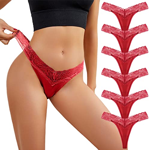 Unterwäsche Damen Sexy Unterhosen - Schlüpfer Bequem Tangas Stretch Damen-Unterhosen Atmungsaktiv Slip Spitze V Waisted Panties Brazilian Hipster Mehrpack Baumwolle Weich Bequeme von Soupliebe