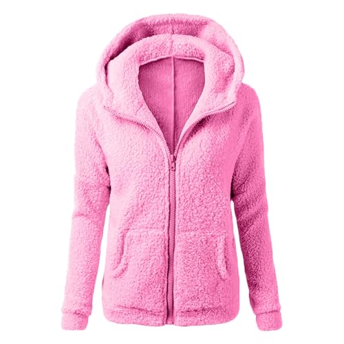 Warehouse Deal, Fall Outfits Women, Teddy Fleece Jacke Damen Warm Lang - Kuscheljacke Oversize Mantel Frauen Winterjacke Grosse Grössen Bequem Dame von Soupliebe