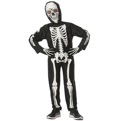 Warehouse Deal, Halloween Kostüm Kinder Skelett Kostüm - Halloween Costume Leuchtend Skelett Jumpsuit Anzug Mit Tasche Glühen Kinderkostüme Geister Skelettkostüm Für Fasching Mottoparty von Soupliebe