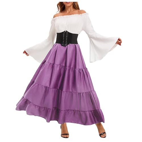 Warehouse Deal, Renaissance Kleid Damen Rokoko - Mittelalter Kleidung Viktorianisches Vampir Gothikkleider Kostüm Halloween Schwarz Ballkleid Retro Freizeitkleider Maxikleider von Soupliebe