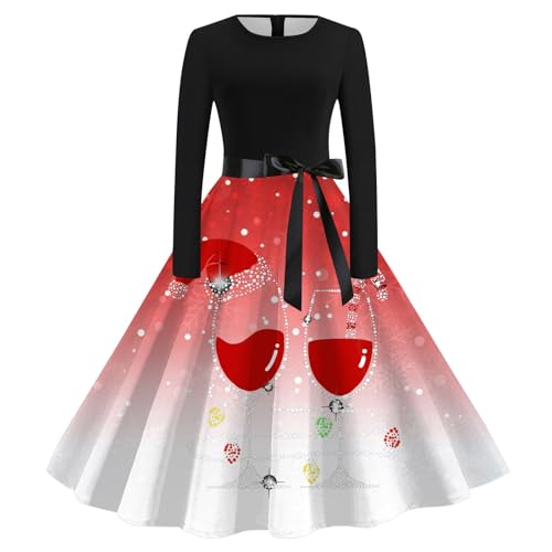 Warehouse Deals Angebote, Weihnachtskleid Damen Weihnachten Kleid - Weihnachtskleider Weihnachtskostüm Weihnachtsoutfit Kleider Rockabilly Vintage Elegantes Christmas-Kleider von Soupliebe