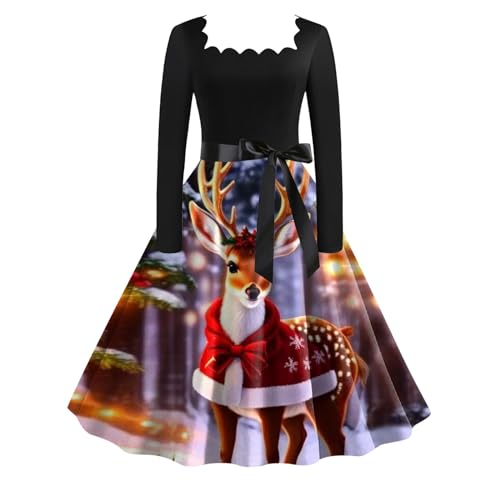 Weihnachten Kleid Damen, Weihnachtskleid Damen Weihnachten Kleid - Weihnachtskleidung Weihnachtskleider Lustig Kleider Christmas Dress Sexy Elegant Rockabilly Festival-Kleid von Soupliebe