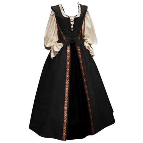 Weihnachten Sale, Renaissance Kleid Damen Gothikkleider Rokoko - Mittelalter Viktorianisches Kleidung Brautkleid Halloween Kostüm Mit Trompetenärmel Vampir Mittelalter-Kostüm von Soupliebe