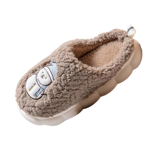 Weihnachts Hausschuhe Damen Plüsch Filzpantoffeln - Schneemann Hausschuhe Weihnachtliche Slippers Cartoon Winter Warme Puschen Weiche Memory Schaum Winterhausschuhe Rutschfeste Flauschige Pantoffeln von Soupliebe