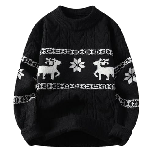 Weihnachts Pulli, Weihnachtspullover Herren Norweger Rentier Druck Weihnachtspulli - Lustig Ugly Christmas Sweater Rundhals Warme Strickpulli Herbst Winter Strickpullover von Soupliebe