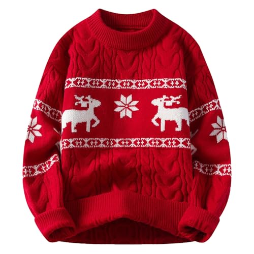 Weihnachts Pullover, Weihnachtspullover Herren Norweger Rentier Druck Weihnachtspulli - Lustig Ugly Christmas Sweater Rundhals Warme Strickpulli Herbst Winter Strickpullover von Soupliebe