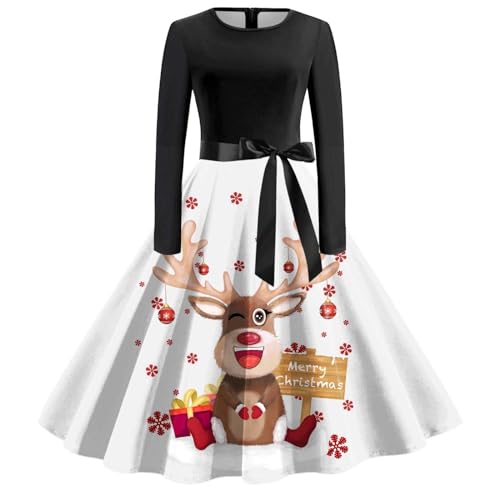 Weihnachtskleid Damen, Weihnachtskleider Damen Weihnachten Kleid Kleider - Weihnachtskleid Weihnachtskleidung Abendkleider Elegant Lustig Swing A Linie Festival Abendkleid von Soupliebe