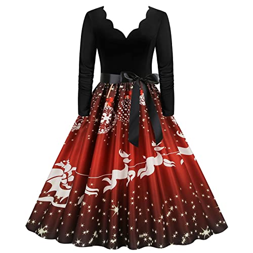 Weihnachtskleider Damen, Kleid Damen Weihnachten - Weihnachtskleider Kleider Christmas Dress Weihnachtskleid Sexy Rockabilly Erwachsene Partykleid Vintage Weihnachts-Kleid von Soupliebe