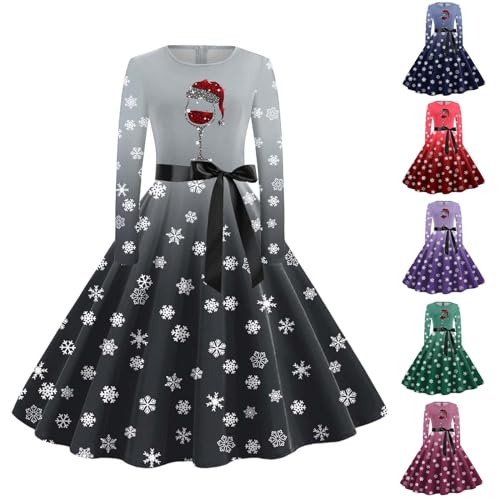 Weihnachtskleider Damen, Weihnachten Kleid Damen Weihnachtskleider - Weihnachtskleidung Weihnachtskleid Vintage Kleider Christmas Dress Women Elegant Rockabilly Festival-Kleid von Soupliebe