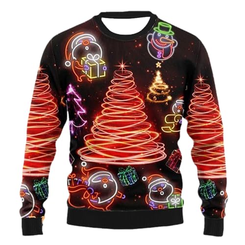 Weihnachtspullover,Christmas Sweater Herren Damen Weihnachtspullover Pullover - Ugly Weihnachten Hässliche Lustig Baumwolle Norweger Strickpullover Für Weihnachten-Party von Soupliebe