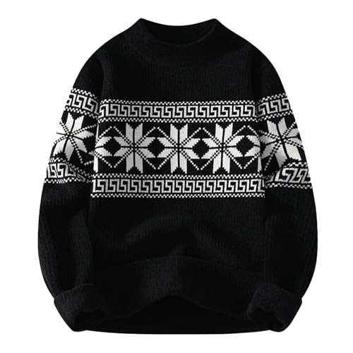 Weihnachtspullover Herren Norweger Rentier Druck Weihnachtspulli - Lustig Ugly Christmas Sweater Rundhals Warme Strickpulli Herbst Winter Strickpullover Langarm Weihnachten Pullover von Soupliebe