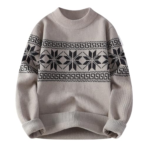 Weihnachtspullover Herren Norweger Rentier Druck Weihnachtspulli - Lustig Ugly Christmas Sweater Rundhals Warme Strickpulli Langarm Weihnachten Pullover Herbst Winter Strickpullover von Soupliebe