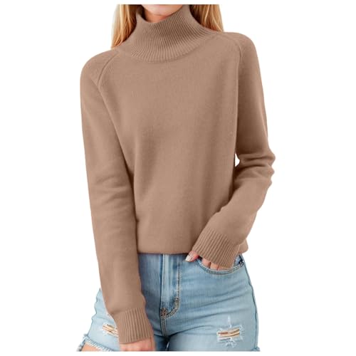 Winter Sweater Damen, Weißer Rollkragenpullover Damen, Rollkragenshirt Damen Winter Strickpullover - Kuschel Langarmshirt Turtleneck Wollpullover Top High Collar Slim Fit Oberteile for Autumn von Soupliebe